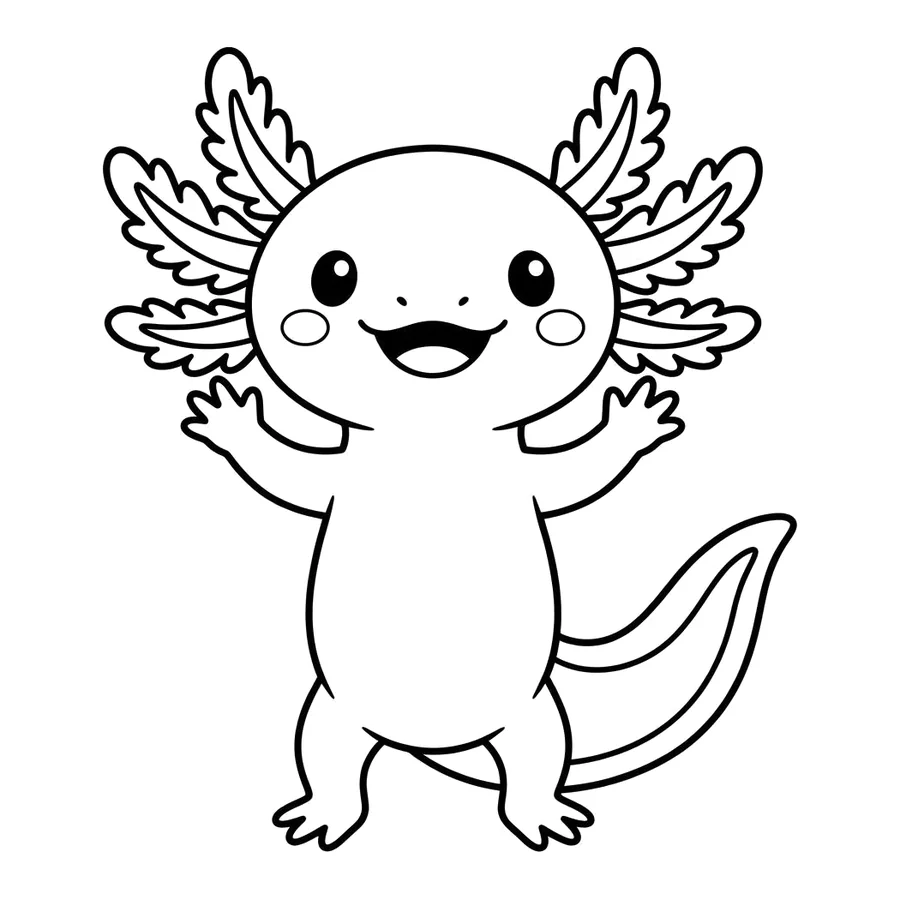 Cute axolotl coloring page 12