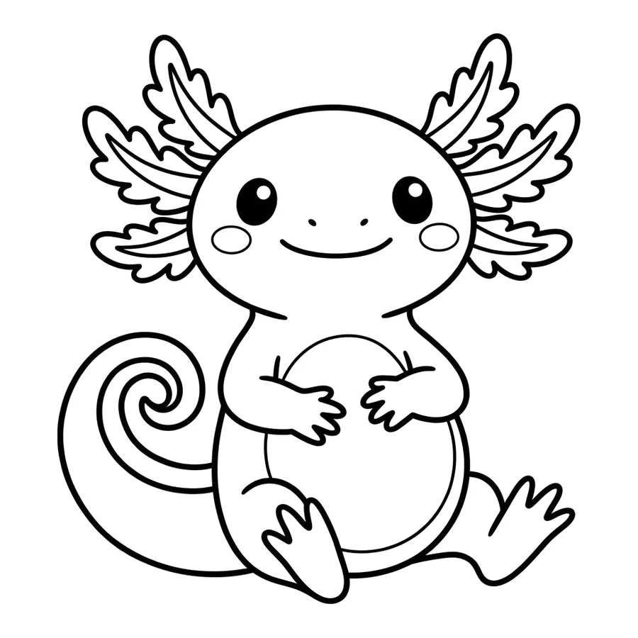 Cute axolotl coloring page 3