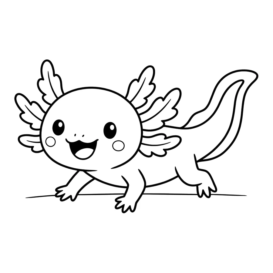 Cute axolotl coloring page 5