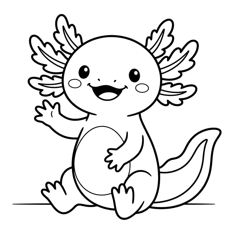 Cute axolotl coloring page 7
