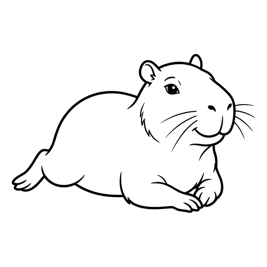 Cute capybara coloring page 1
