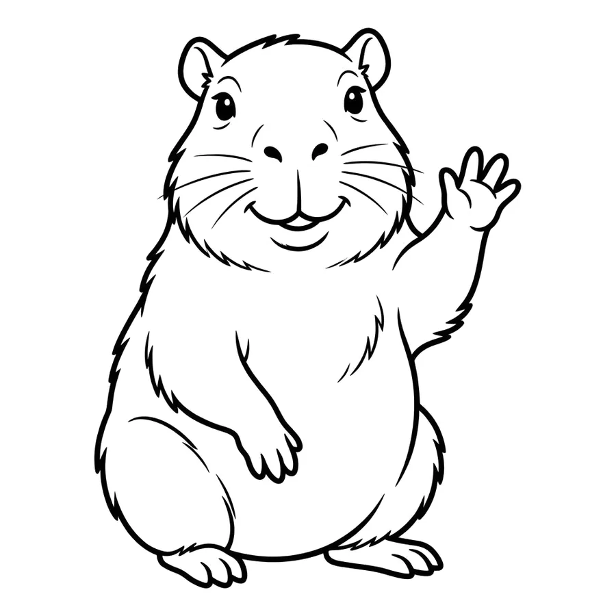 Cute capybara coloring page 12