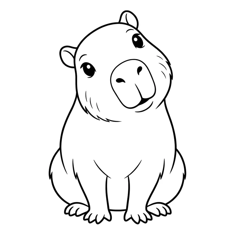 Cute capybara coloring page 13