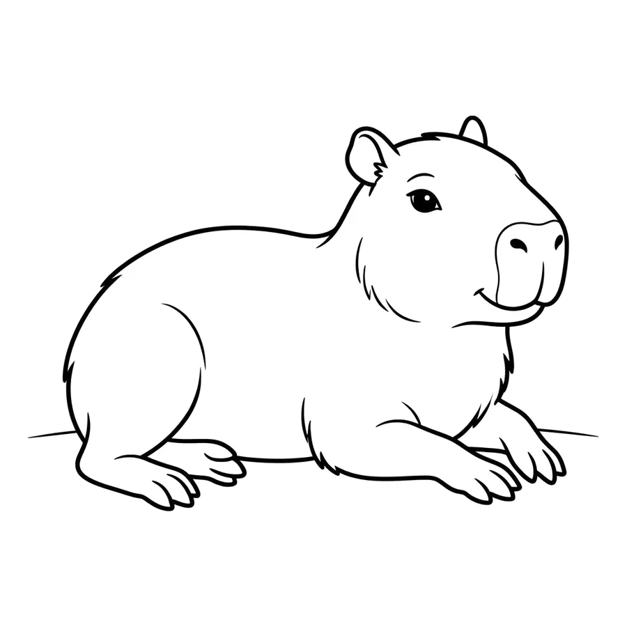Cute capybara coloring page 15