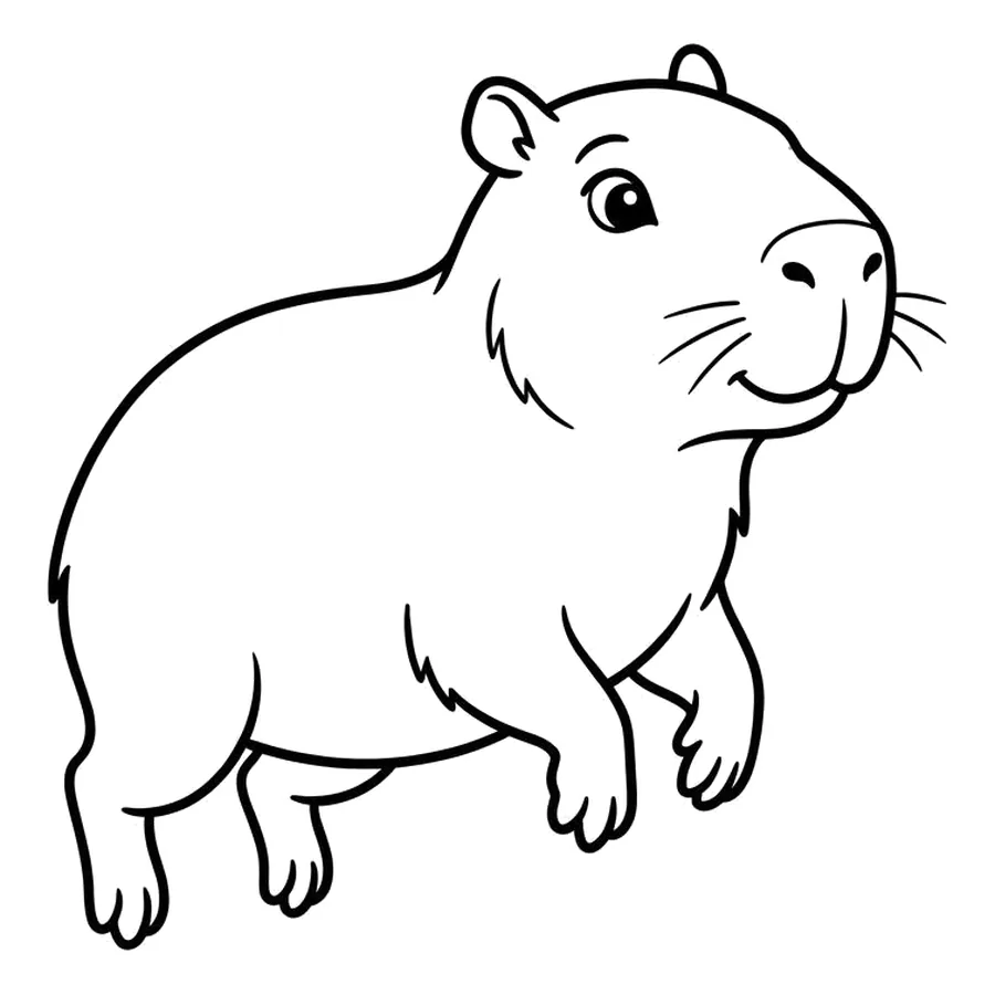 Cute capybara coloring page 2