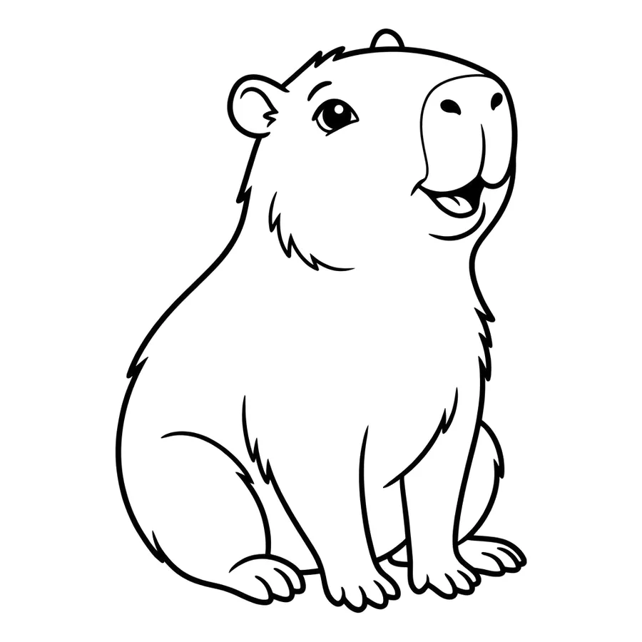 Cute capybara coloring page 5