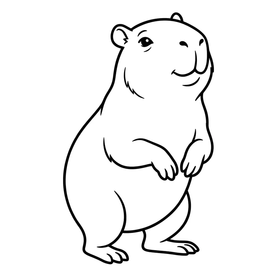 Cute capybara coloring page 7
