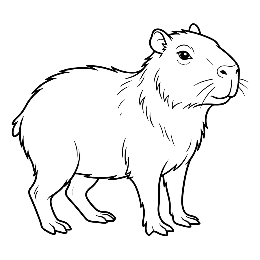 Cute capybara coloring page 9