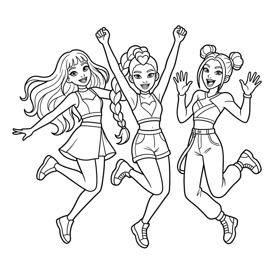 HUNTR/X trio Kpop Demon Hunters coloring page 2