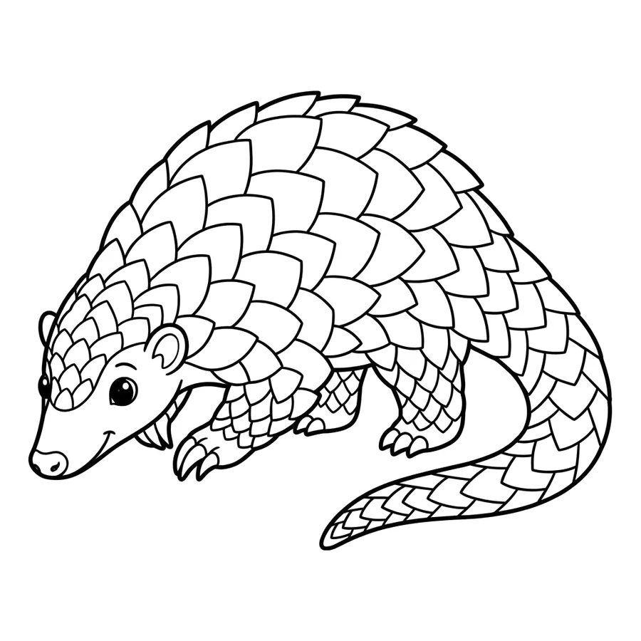 Cute baby pangolin coloring page 1