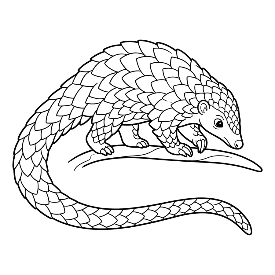 Cute baby pangolin coloring page 2